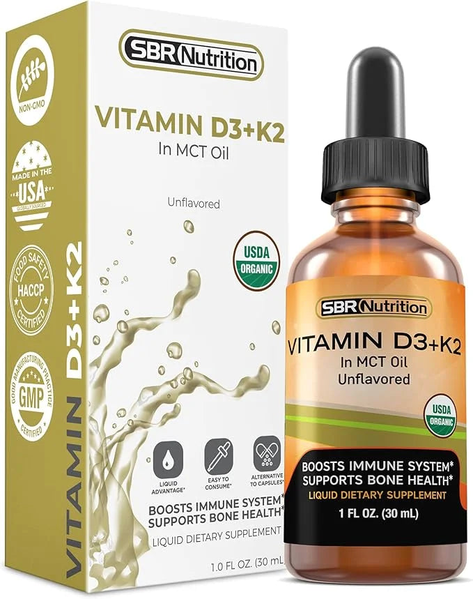 MAX Absorption, Vitamin D3 + K2 (MK-7) Liquid Drops with MCT Oil, Unflavored, Helps Support Strong Bones and Healthy Heart...