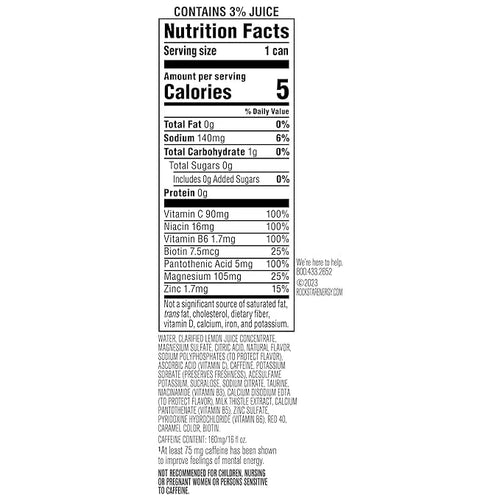 Rockstar Recovery Non-Carbonated Energy Drink, Raspberry Lemonade, 16 fl oz Cans, (12 Pack), Hydration // Mind-Body Energy...
