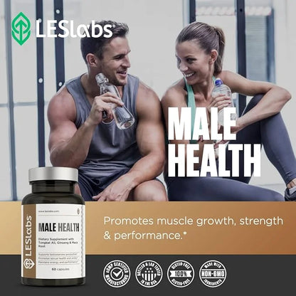 LES Labs Male Health – Enhance Hormone Production, Strength & Vitality, Drive & Endurance – Tongkat Ali, Ginseng, Maca & B...