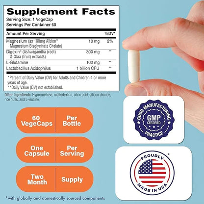 Health Thru Nutrition Mindful GI - Healthy Mind & Gut Complex | with Digexin, Magnesium, L-Glutamine, and Probiotic for Gu...