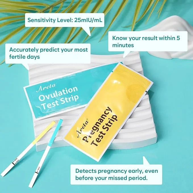 Areta Ovulation & Pregnancy Test Strips: 70 Ovulation 20 Pregnancy 70 LH 20 HCG