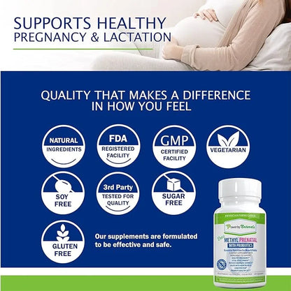 Power By Naturals Prenatal Probiotic Blend B12, Iron, 27+ Essential 60 Capsules
