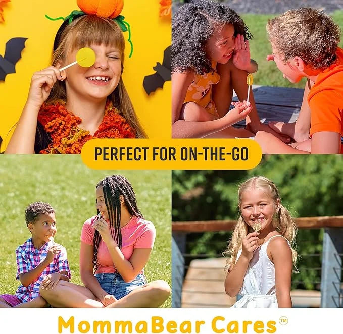MommaBear Motion Sickness Lollipop - Natural Lollipops with Organic Honey, Lemon & Ginger - Stomach Upset Suckers for Adul...