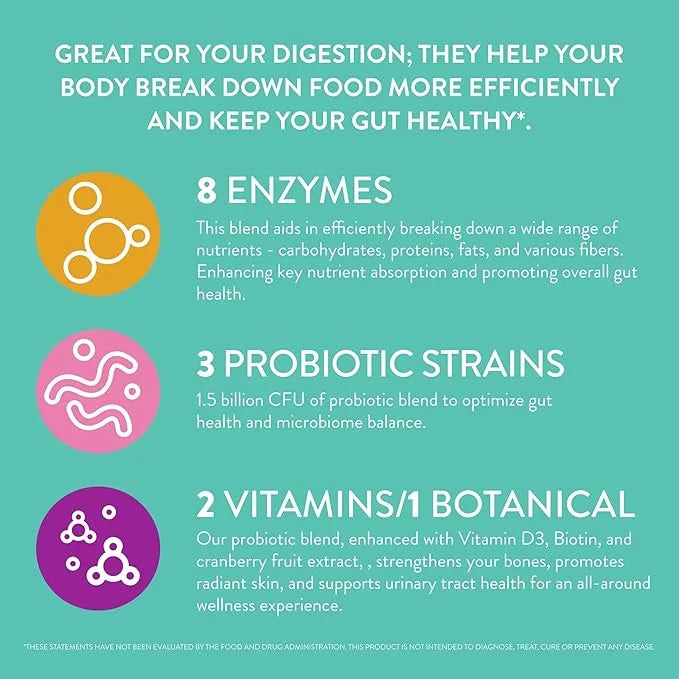 FRISKA Women’s Daily Digestive Enzyme and 30 Capsules