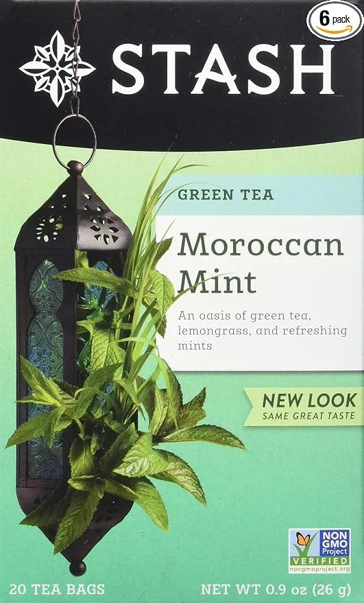 Stash Tea Moroccan Mint Green Tea - Caffeinated, Non-GMO Project Verified Premium Tea with No Artificial Ingredients, 20 C...