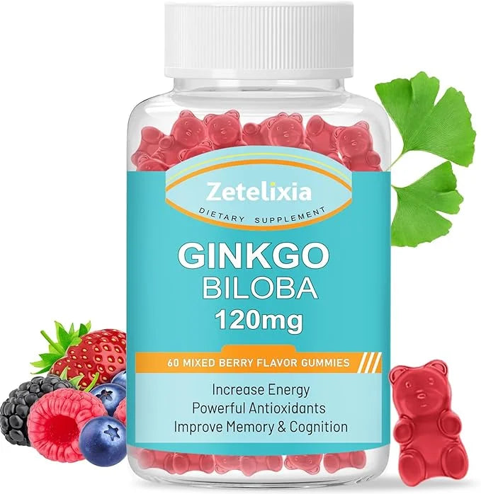 Ginkgo Biloba Gummies 120mg for Women 60 Count