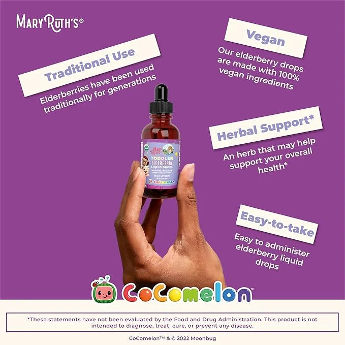 MaryRuth Organics Cocomelon Toddler Elderberry Syrup, 1-3 Years, 1 Fl