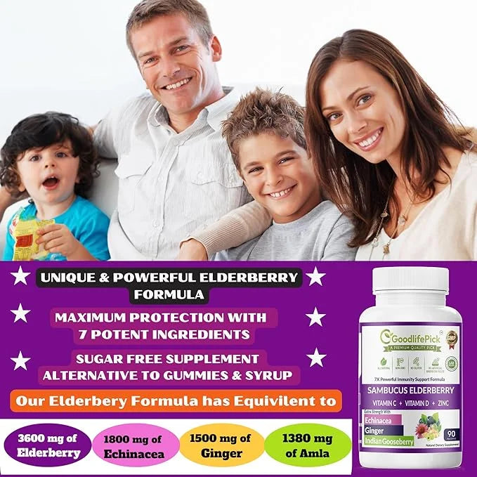 7 in 1 Elderberry with ZINC, 90 ct,