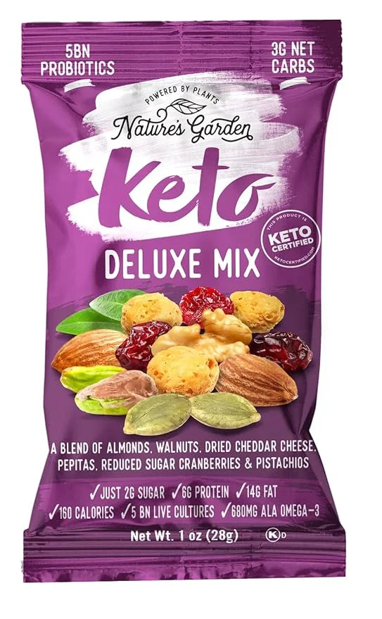 Nature’s Garden Keto Variety Snack Packs – Keto Snack Mix, Keto Deluxe Mix, Heart Healthy Nuts, Probiotic Cheese Balls, Mi...