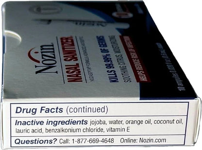 Nozin® Nasal Sanitizer® Antiseptic Popswab® Ampules 10ct Pack 99.99% of 62%