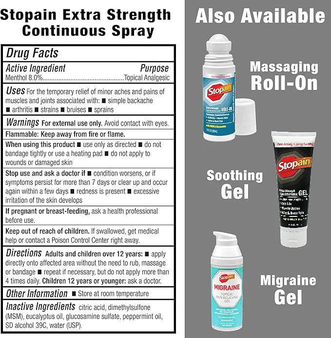 Stopain Pain Relief Spray 4oz (2