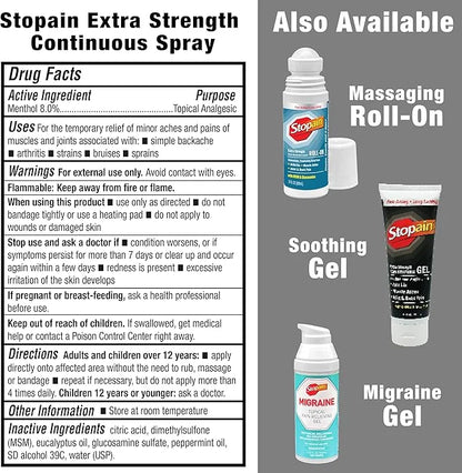 Stopain Pain Relief Spray 4oz (2
