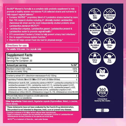Women's Probiotic Supplement, Digestive, Immune, Vaginal 15 Diverse 50 Billion 37X Cranberry D3, 30CT 30CT (2 (2 Pack)