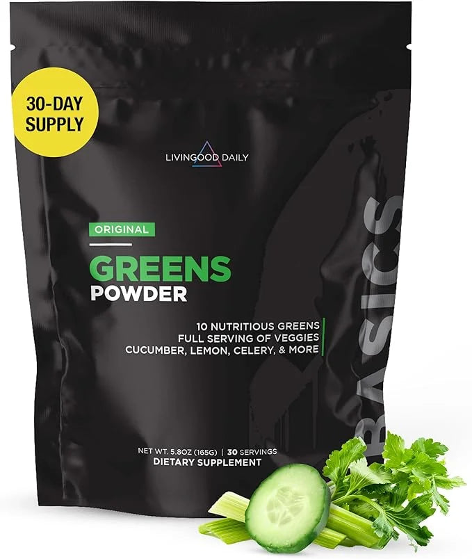 Livingood Daily Greens Powder (Original) - Green Juice Powder Supplement with Spirulina, Chlorella, Broccoli, Spinach for ...