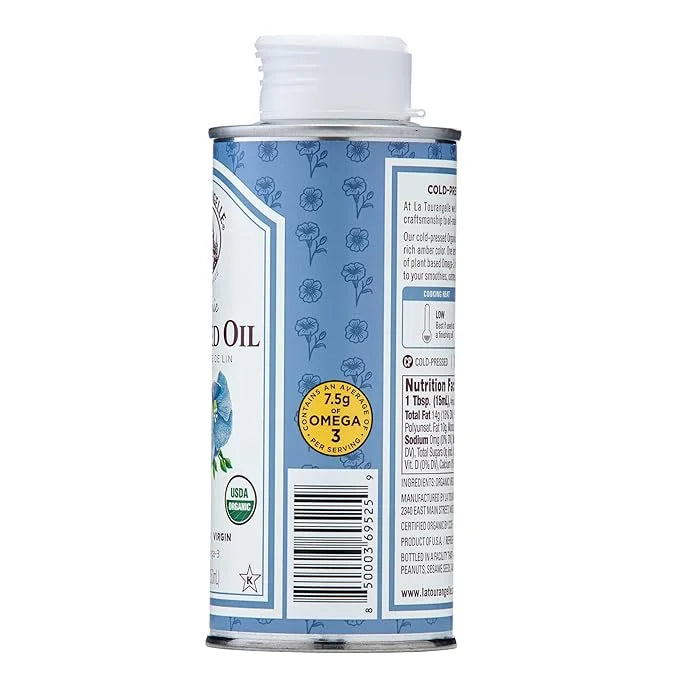La Tourangelle, Organic Flaxseed Oil, Essential Omega-3 to Improve Heart Health, Vegan, Non-GMO, Gluten-Free, Kosher, Cast...