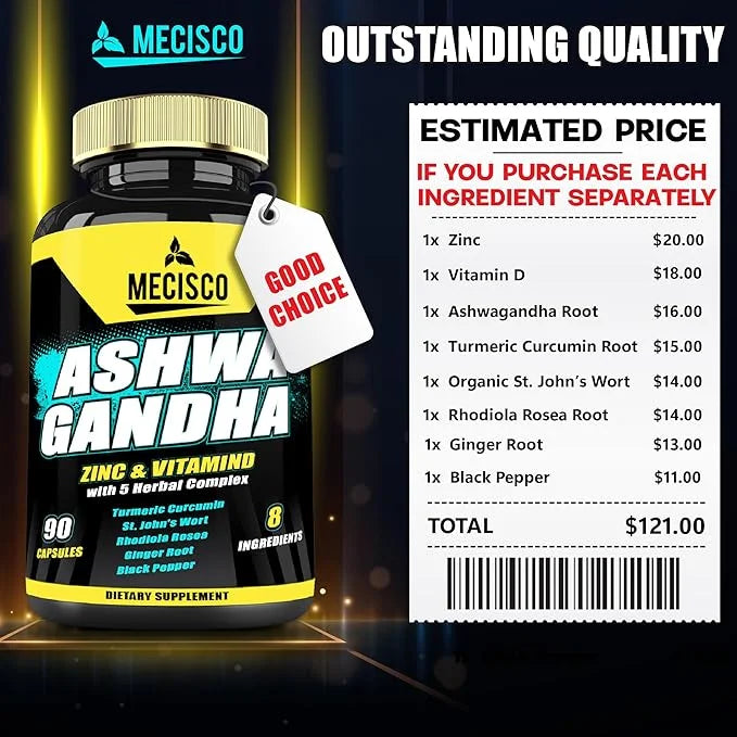8in1 Organic Ashwagandha Supplements for Men 3 Month 5640mg with 90 Counts