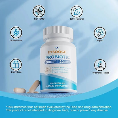 Probiotics for Women and Men, 500 Billion CFU, 22 Strains + Organic Prebiotics, Daily Probiotics for Digestive, Immune, & ...