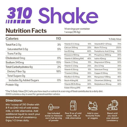 310 Nutrition Meal Replacement Shake - Fiber-Rich Superfood Blend - Low Carb, Keto & Paleo Friendly, Gluten-Free, 26 Essen...