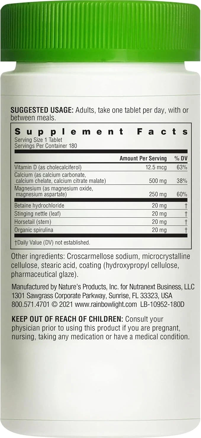 Rainbow Light Calcium With Magnesium and D3 Tablets, 180 Count