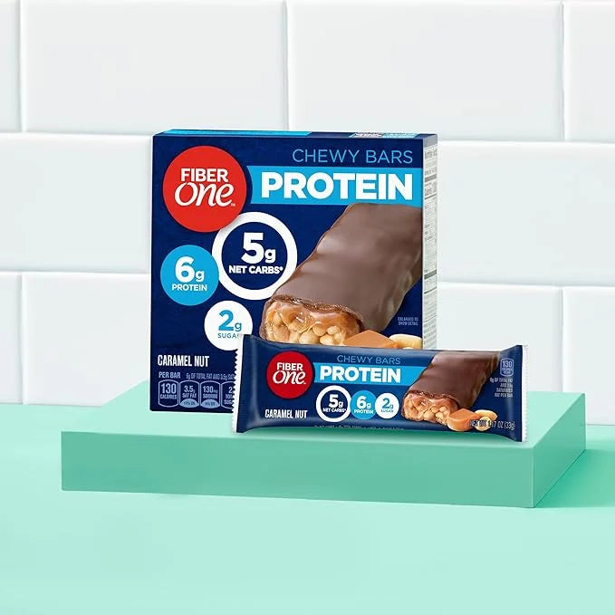 Fiber One Chewy Protein Bars, Caramel Nut, Protein Snacks, 1.17 oz, 5 ct - Product Image