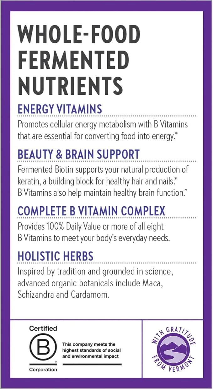 New Chapter Vitamin B Complex, Fermented 100% Vegan, 90 Count