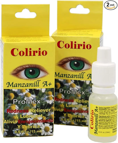 Colirio Manzanill A+ Eye Lubricant, Redness 2-Pack of 0.5 FL