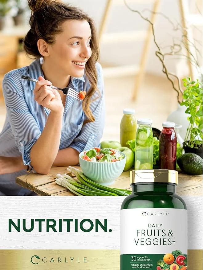 Carlyle Fruits and Veggies Supplement | 250 Capsules | Made with 30 Fruits and Vegetables | Vegetarian, Non-GMO, Gluten Fr...