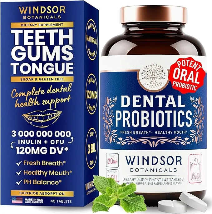 Oral Probiotics for Teeth and Gums - 3BN CFU Lactobacillus Salivarius Acidophilus Rhamnosus Streptococcus - Bad Breath Tre...