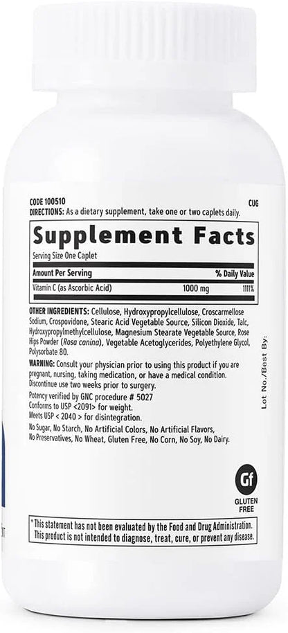 GNC Vitamin C 1000mg, 100 Caplets,