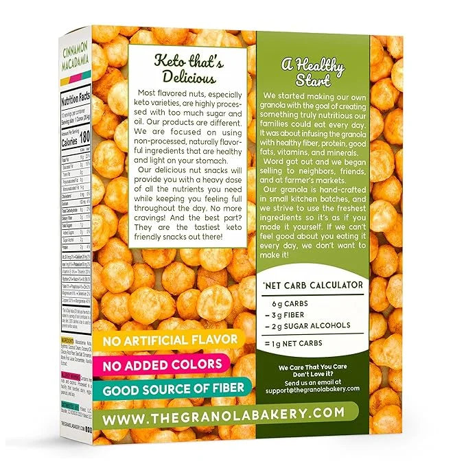 TGB Cinnamon Macadamia Nuts | 1g Net Carb Keto Snack | Gluten Free Low Carb Candy, 10 Ounces - Product Image