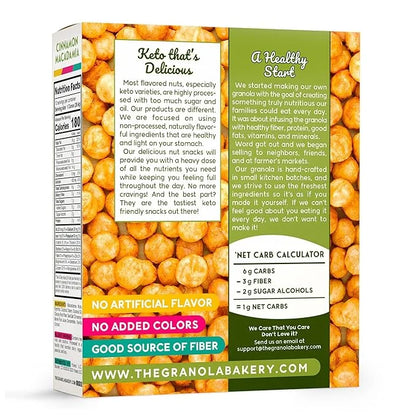 TGB Cinnamon Macadamia Nuts | 1g Net Carb Keto Snack | Gluten Free Low Carb Candy, 10 Ounces - Product Image