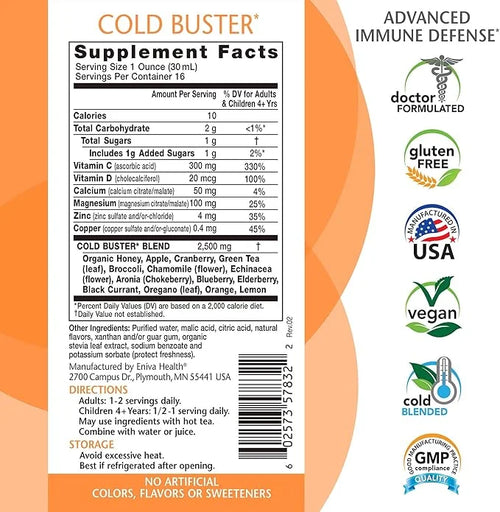 Eniva Elderberry Sambucus Immune Support Syrup, 16 oz