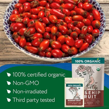 Rose Hips Dried Organic (8 oz.) – Bulk Rosehips Whole for Culinary Use & Beer Brewing - Rosehip Tea for Immune System, Dig...
