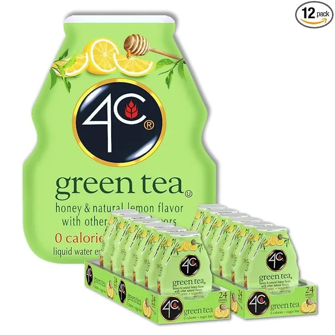 4C Sugar Free A Liquid Water Enhancer 12 Pack, Premium Natural Flavors, 0 Calories (Green Tea, 1.62 Ounce (Pack of 12)) - ...