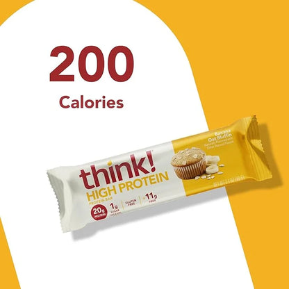 think! Protein Bars, High Protein Snacks, Gluten Free, High Fiber, Banana Oat Muffin, 10 Count - Product Image