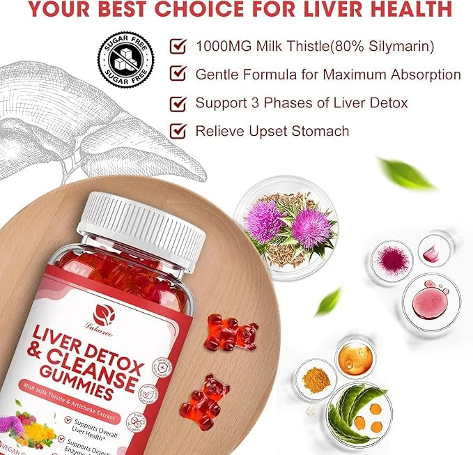 Liver Cleanse Detox & Repair Gummies 24 Potent w/3000MG Milk -120 Count