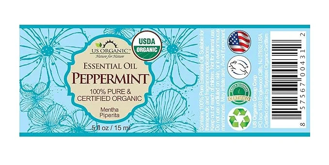 US Organic 100% Pure Peppermint Essential Oil - USDA Certified Organic - 15 ml Pack of 2 - w/Improved caps and droppers (M...