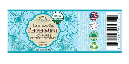 US Organic 100% Pure Peppermint Essential Oil - USDA Certified Organic - 15 ml Pack of 2 - w/Improved caps and droppers (M...