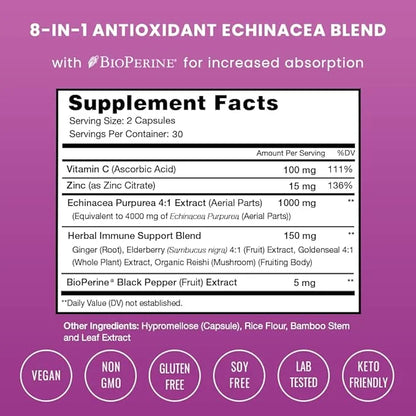 Echinacea Goldenseal 1000mg with Elderberry, Vitamin