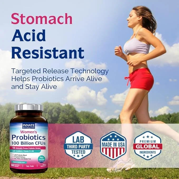 Innate Vitality Probiotics for Women, 100 18 Strains, B6 P5P, P5P, Vaginal 60 Caps