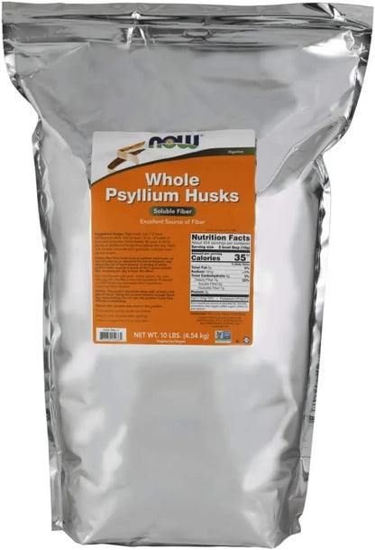NOW Supplements, Whole Psyllium Husks, Non-GMO 10-Pound