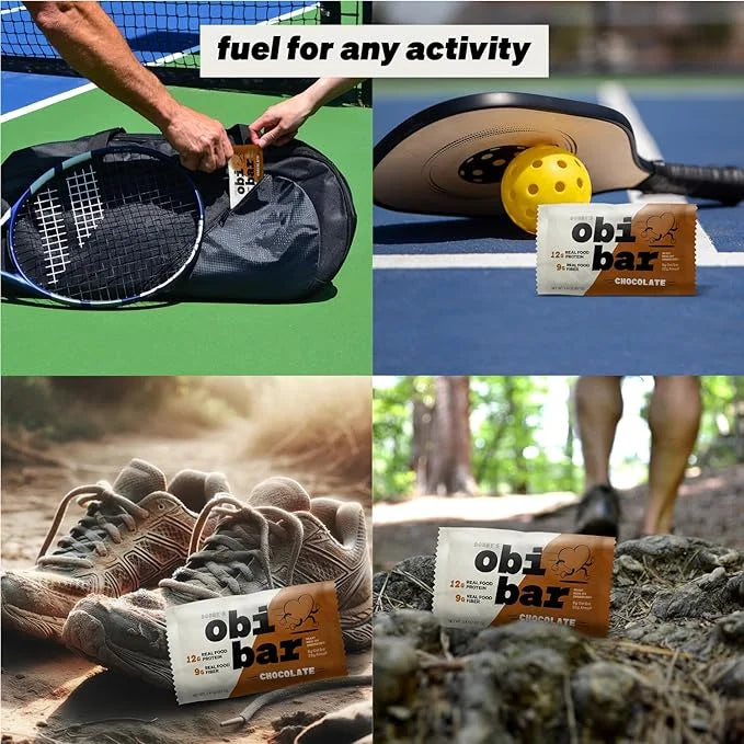 Obi Bar Chocolate - Protein and Oat Fiber Bar | All Natural | Subtle and Lightly Sweet Taste | Meal Bar | Heart and Gut He...