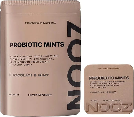 NOOZ Probiotic Mints Refill Bag - Gut & Oral Health Support - Chocolate & Mint | Boosts Immunity & Digestion, Freshens Bre...