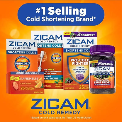 Zicam Cold Remedy Zinc Rapidmelts, Citrus 25 Count 2)