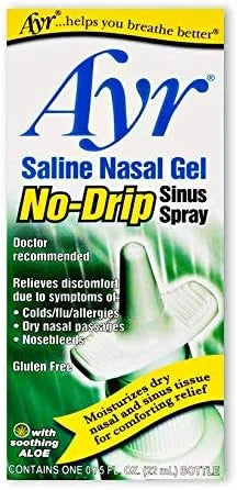 Ayr Saline Nasal Gel No-Drip Sinus Spray,0.75 Fl 3)