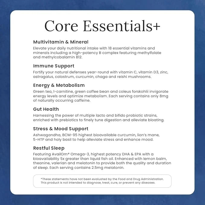 Gulp Core Essentials AM PM Multivitamin 3, Probiotics, 60 Servings, 2 Month