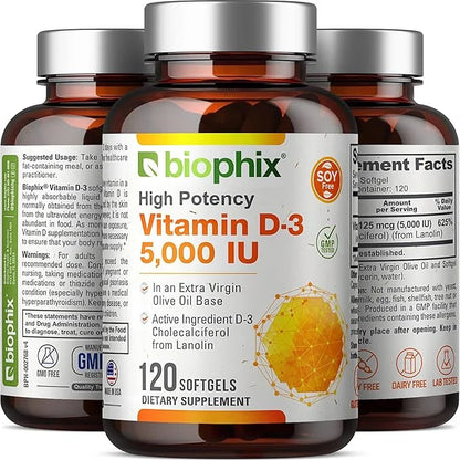 biophix Vitamin D-3 5000 IU 120 Softgels K2 …