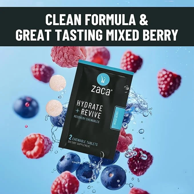 Zaca Recovery Chewable Supplement | Hydrate + Revive | Party, Travel, Exercise & Altitude | Sugar Free & Gluten Free | Mix...