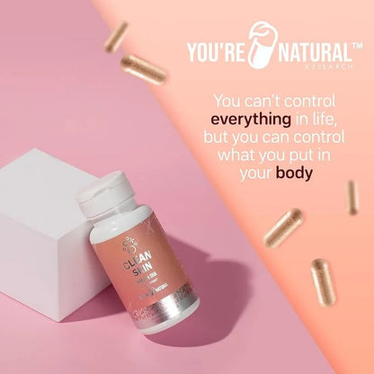 YOU'RE NATURAL Clean Skin Supplement | Acne Support | Skin Support Vitamins for Women, Men & Teens, Vitamin A, Zinc, DHA, ...