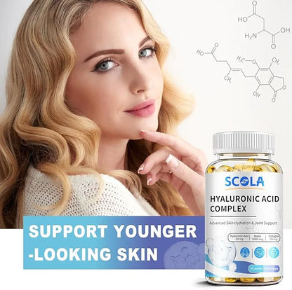 Hyaluronic Acid Supplements - Advanced Skin Hydration & Joint Support with 250 mg Hyaluronic Acid, Vitamin C, Collagen, an...
